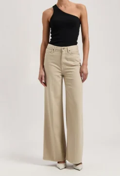 Jean évasé fluide en coton bio et tencel | beige "sara high loose flow - sand"