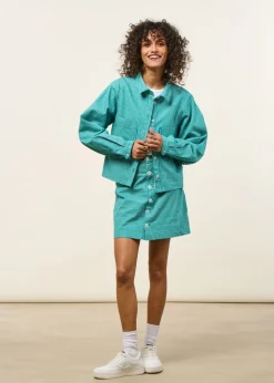 Jupe courte en coton bio et matières recyclées | turquoise 