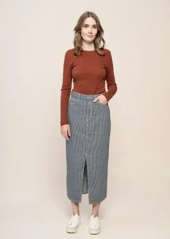 Jupe denim en coton bio | rayée 