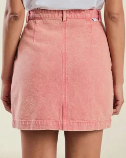 Jupe denim en coton bio | rose "washed denim mini skirt pink"
