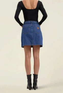 Jupe en coton biologique | bleu foncé "audry mini skirt - medium stone"