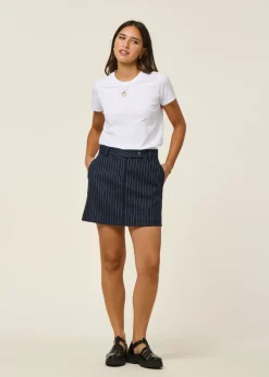 Jupe en coton bio | rayé marine "pinstripe mini skirt - night sky-white"