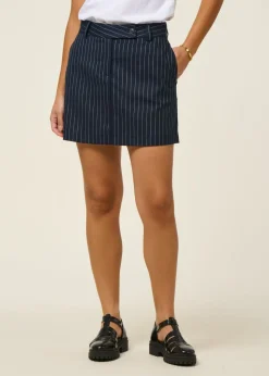 Jupe en coton bio | rayé marine "pinstripe mini skirt - night sky-white"