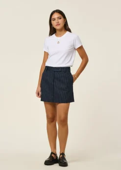 Jupe en coton bio | rayé marine 