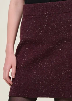 Jupe en laine bio | bordeaux "darlaa tweed - dark cranberry"
