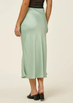 Jupe en satin recyclé | vert clair "lenovaa satin slip-skirt - foam"