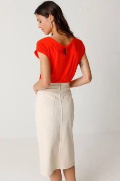 Jupe jean en coton bio | beige 