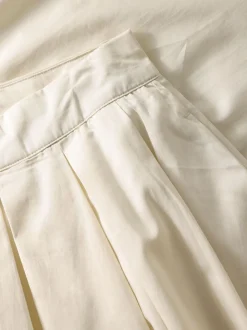 Jupe longue popeline en coton bio | blanc "organic cotton pleated - egret"