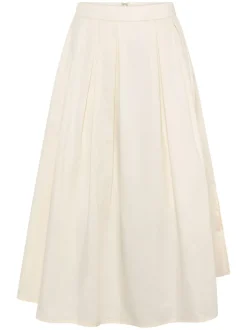 Jupe longue popeline en coton bio | blanc "organic cotton pleated - egret"
