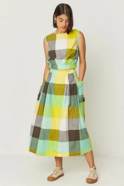 Jupe midi à carreaux en coton bio | multicolore "irama-gots skirt - checks"