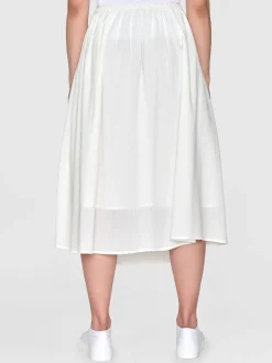 Jupe midi en coton bio | rayé blanc 