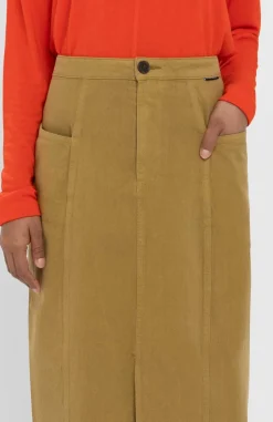 Jupe midi en coton recyclé | ocre "arrola"