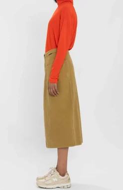 Jupe midi en coton recyclé | ocre 