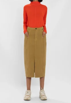 Jupe midi en coton recyclé | ocre 