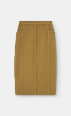 Jupe midi en coton recyclé | ocre 