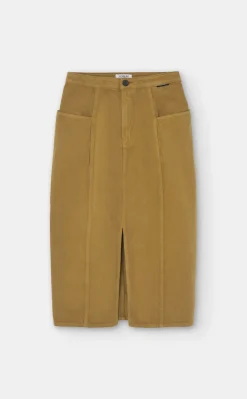 Jupe midi en coton recyclé | ocre 