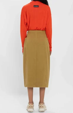 Jupe midi en coton recyclé | ocre 