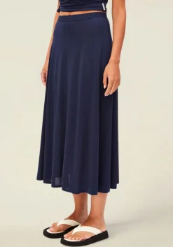 Jupe midi en tencel | marine "ileniaa laraa midi skirt - tinted navy"