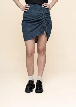 Jupe plissée en coton bio | vert "bottle green checks seersucker rachel skirt"