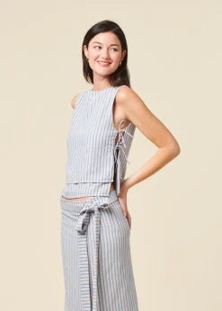 Jupe portefeuille en coton bio | rayé "wrap skirt - multi stripe"