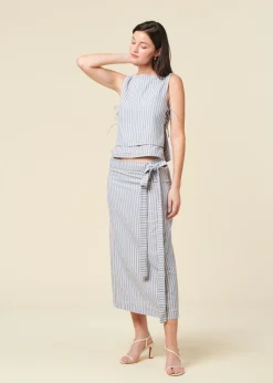 Jupe portefeuille en coton bio | rayé "wrap skirt - multi stripe"