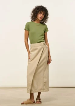 Jupe portefeuille en coton bio | ecru "irma skirt denim - pale yellow"