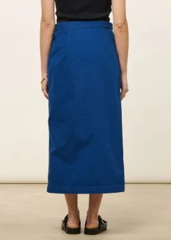 Jupe portefeuille en coton bio | bleu chevrons "irma skirt herringbone - blue"