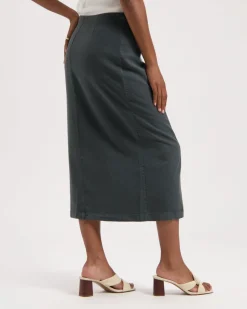 Jupe portefeuille en tencel | gris "hanna tencel wrap skirt hs - woodland gray"