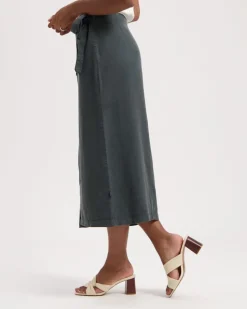 Jupe portefeuille en tencel | gris 