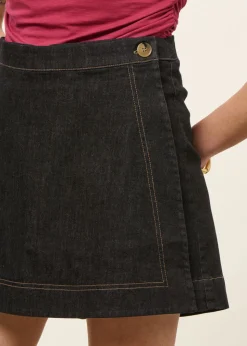 Jupe-short denim en coton bio | brut "dotty skort - black"
