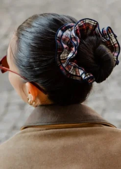 Maxi chouchou en matière upcyclée | tartan rouge