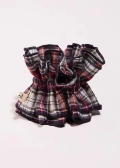 Maxi chouchou en matière upcyclée | tartan rouge