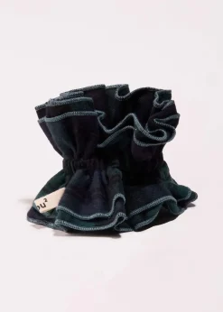 Maxi chouchou en matière upcyclée | tartan bleu