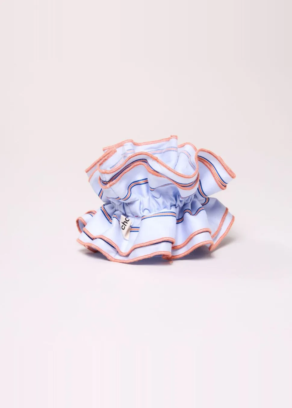Maxi chouchou en matière upcyclée | bleu rayé orange
