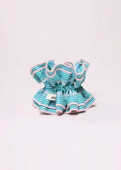 Maxi chouchou en matière upcyclée tartan vert / rose - vert