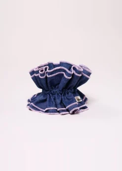 Maxi chouchou en matière upcyclée | jean clair - bord rose