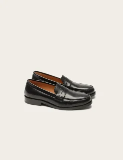 Mocassins en cuir certifié | cuir box noir "fanny"