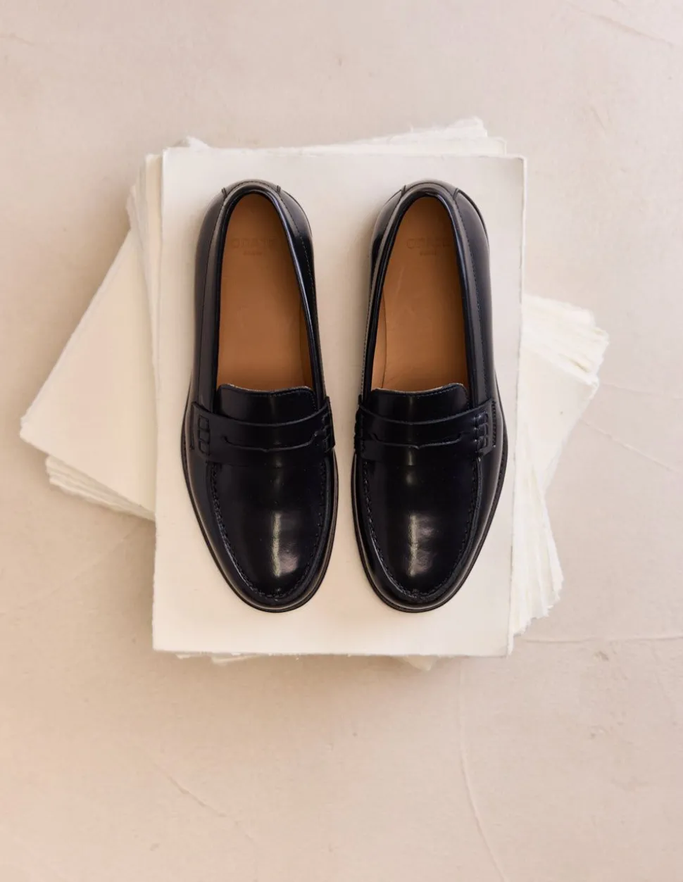 Mocassins en cuir certifié | cuir box noir "fanny"