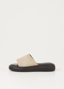 Mules en cuir certifié | beige "blenda sand"