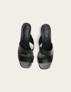 Mules à talon en cuir certifié | noir "mules fika - cuir noir"