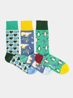Pack 3 paires chaussettes en coton bio | multicolore "climate box"