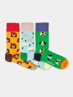 Pack 3 paires de chaussettes en coton bio | multicolore "paws & friends"