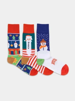 Pack 3 paires de chaussettes en coton bio | multicolore "santa's favourites - multicolor"