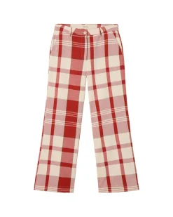 Pantalon ample à carreaux en coton bio | rouge 