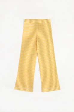 Pantalon ample en coton bio | rayé jaune et blanc 