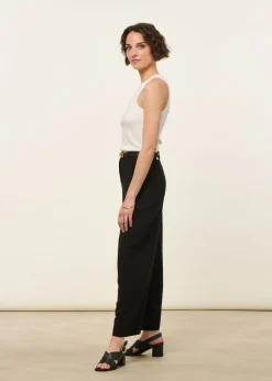 Pantalon ample en ecovero et lin | noir 
