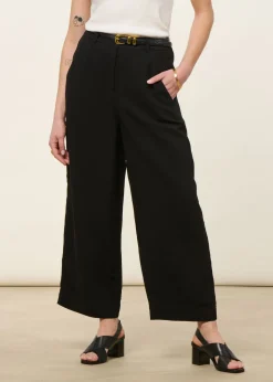 Pantalon ample en ecovero et lin | noir 