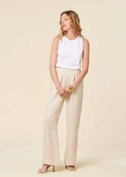 Pantalon ample en lin bio | écru "posey wide mid-rise linen pants light feather gray"