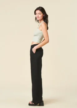 Pantalon ample en lin biologique | noir "posey wide mid-rise linen pants jet"