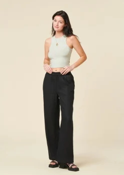 Pantalon ample en lin biologique | noir 